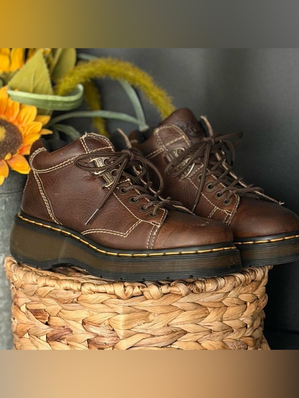 Vintage Brown Dr. Martens Platform Boots US W 7-7.5 (UK 5)